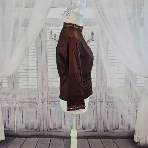 KM Collections Taffeta Beaded Blouse - Picture 5 of 5